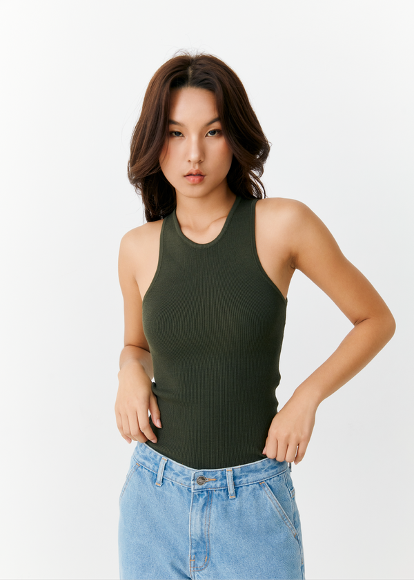 Zoey Racer Top - Basil Zoey Racer Top - Basil