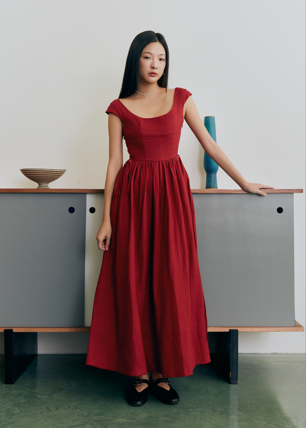 Alina Midi Dress - Maroon Alina Midi Dress - Maroon