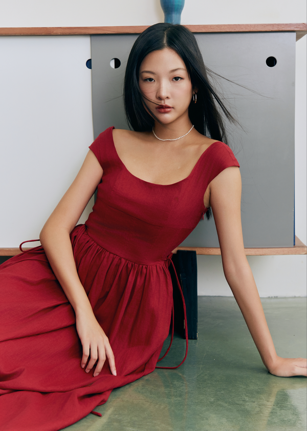 Alina Midi Dress - Maroon Alina Midi Dress - Maroon