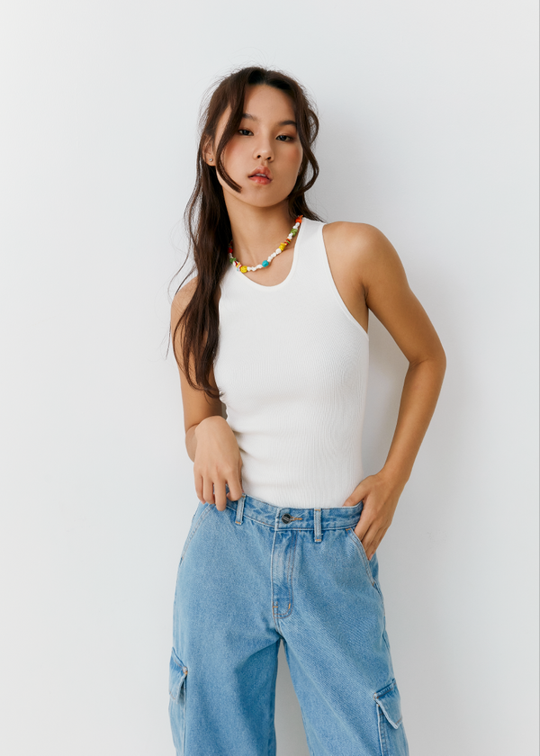 Zoey Racer Top - White Zoey Racer Top - White