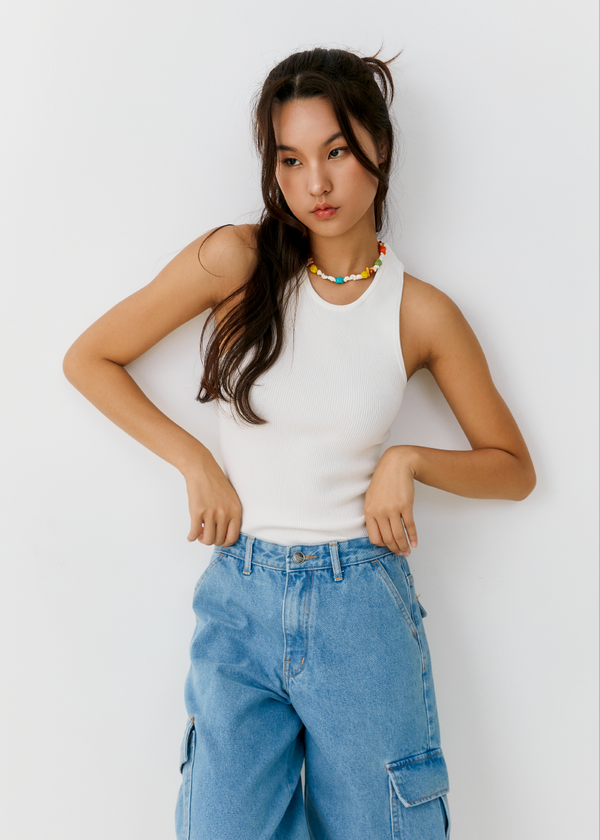 Zoey Racer Top - White Zoey Racer Top - White