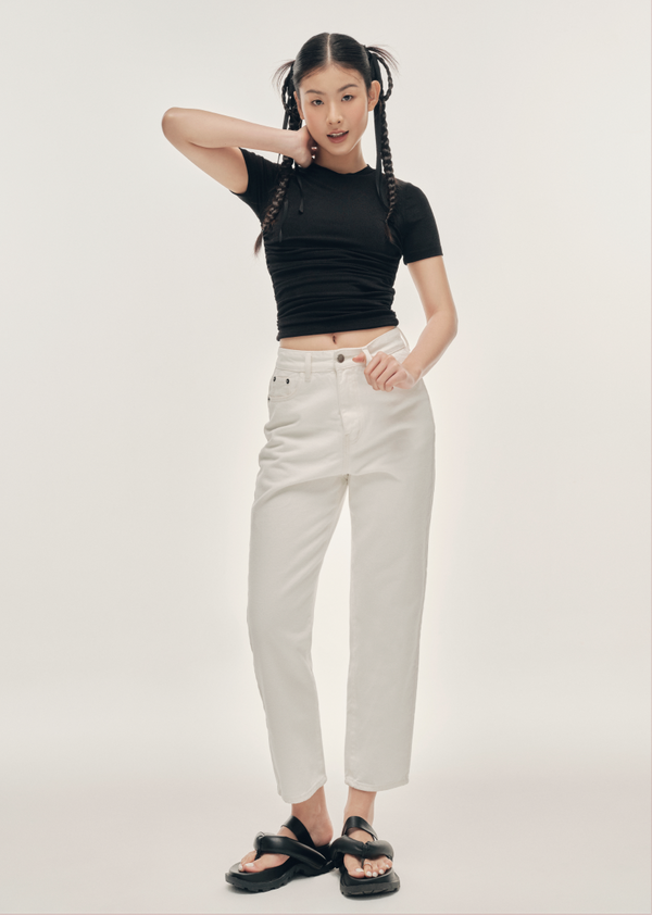 May Tapered Ankle Jeans - White