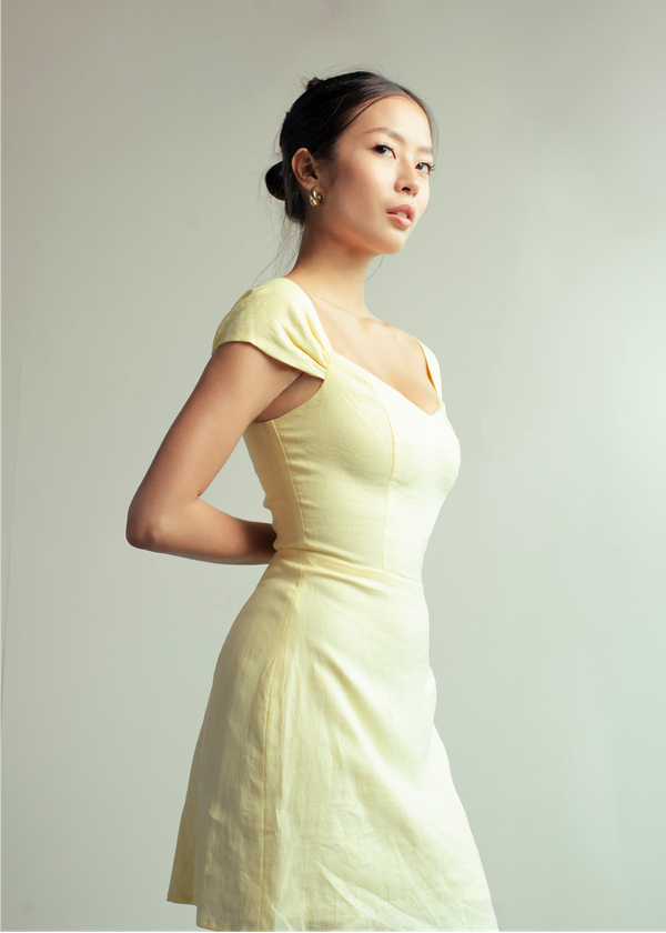 Joanne Mini Dress - Pale Yellow