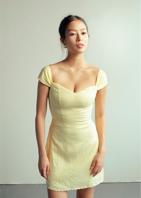 Joanne Mini Dress - Pale Yellow