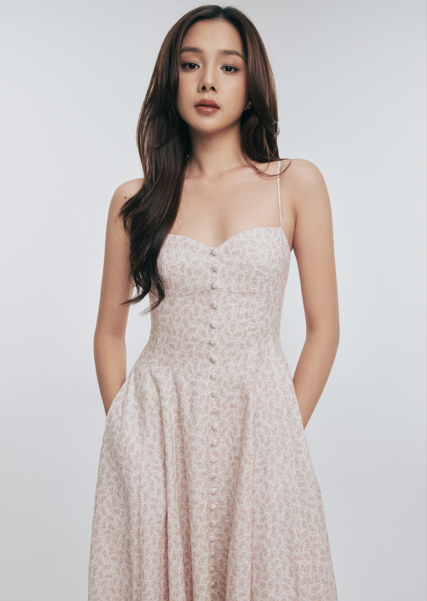 Renne Midi Dress - Bellflower Blush