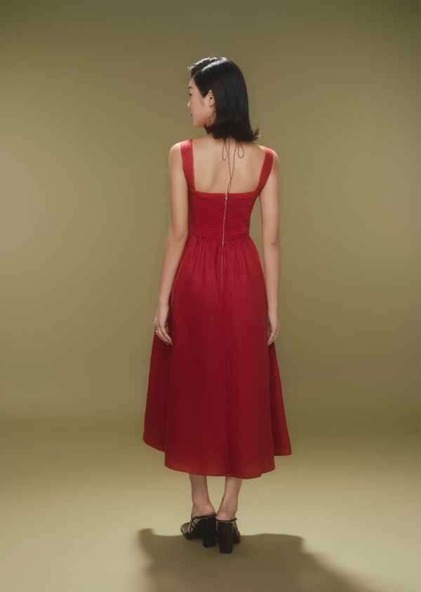 Julian Midi Dress - Maroon
