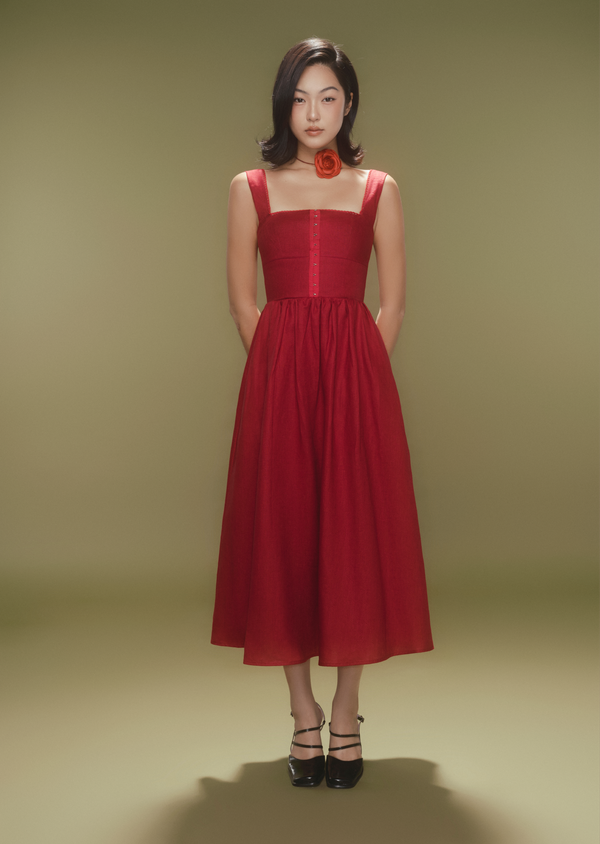 Julian Midi Dress - Maroon